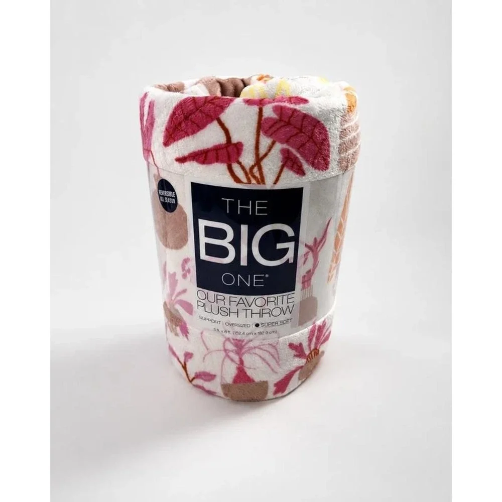 The Big One Potted Plants Plush Throw Blanket 60x72 Oversized New